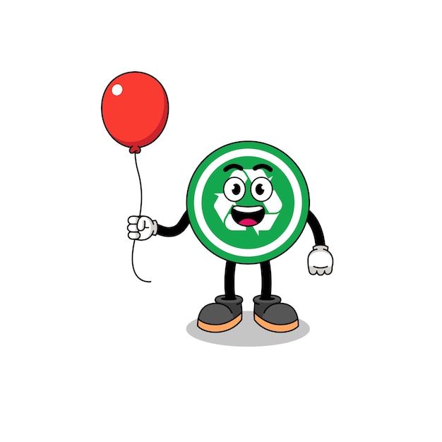 Cartoon van recycle bord met een ballonkarakterontwerp