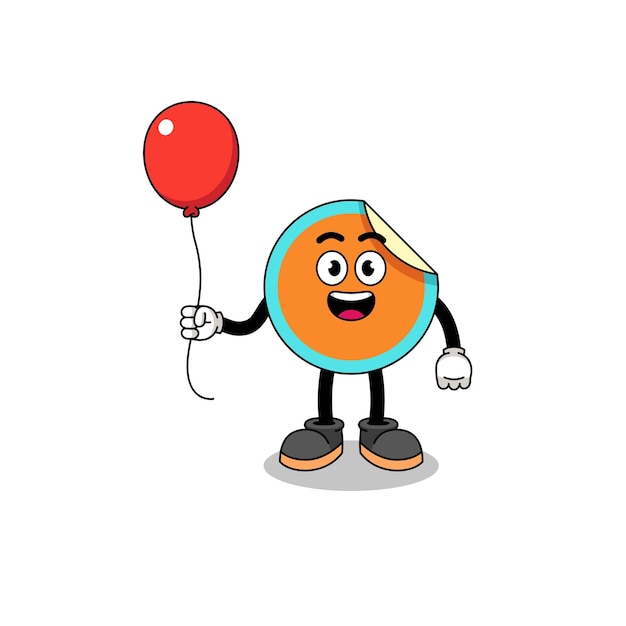 Cartoon van sticker met een ballon