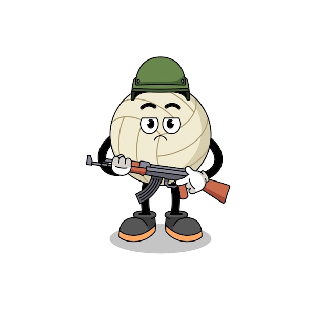 Cartoon van volleybal soldaat character design