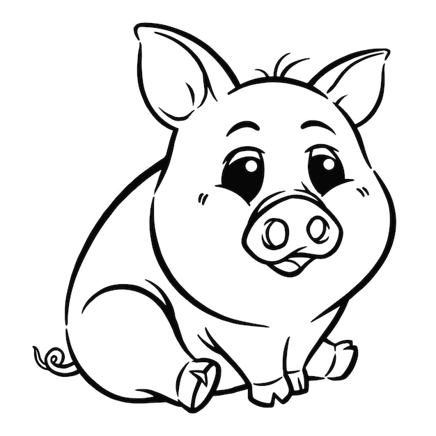 Vector cartoon varken - kleurboek voor kinderen