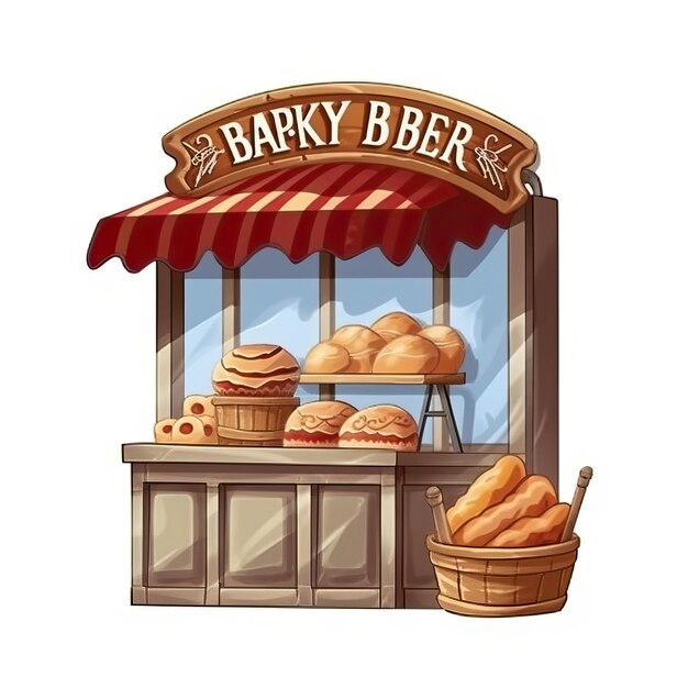 Cartone animato vector bakery signage su sfondo bianco