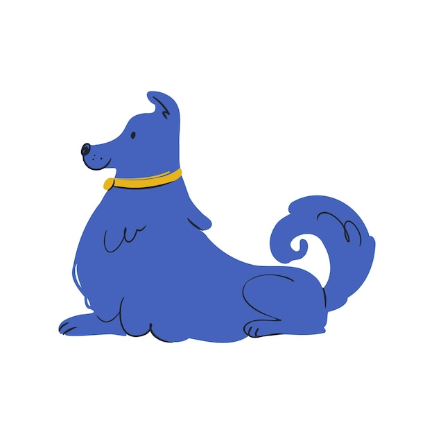 Vector cartoon vector blue dog collie with yellow collor isolated on white background clipart