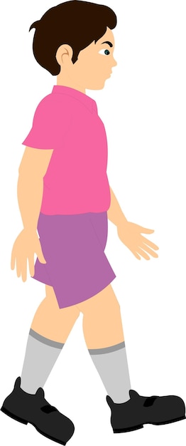 Vector cartoon vector boy character side pose illustration