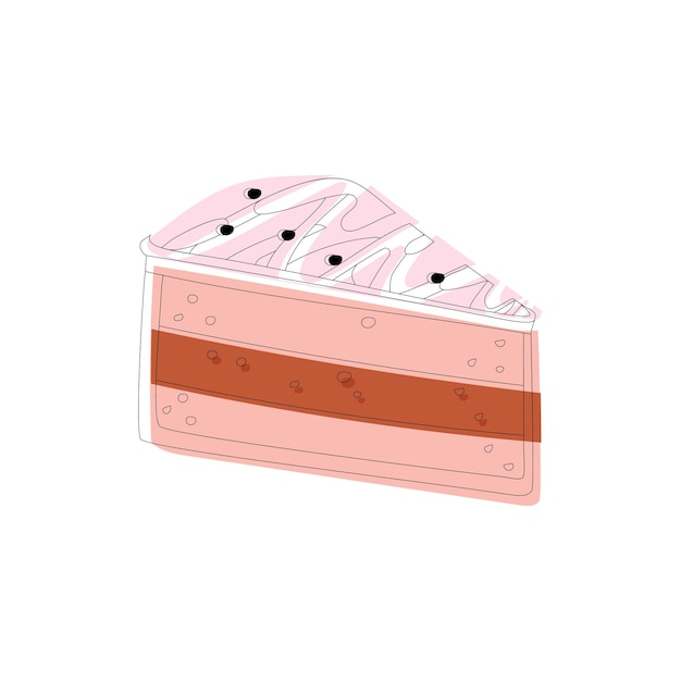 Vector cartoon vector cake ilustration piece of cake isolated on a white background minimalistic style