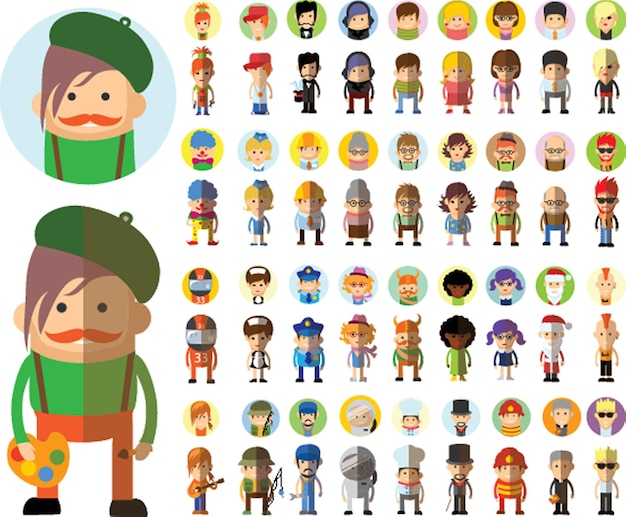 Cartoon vector characters of different professions