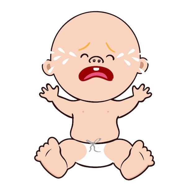 Vector cartoon vector crying baby 2