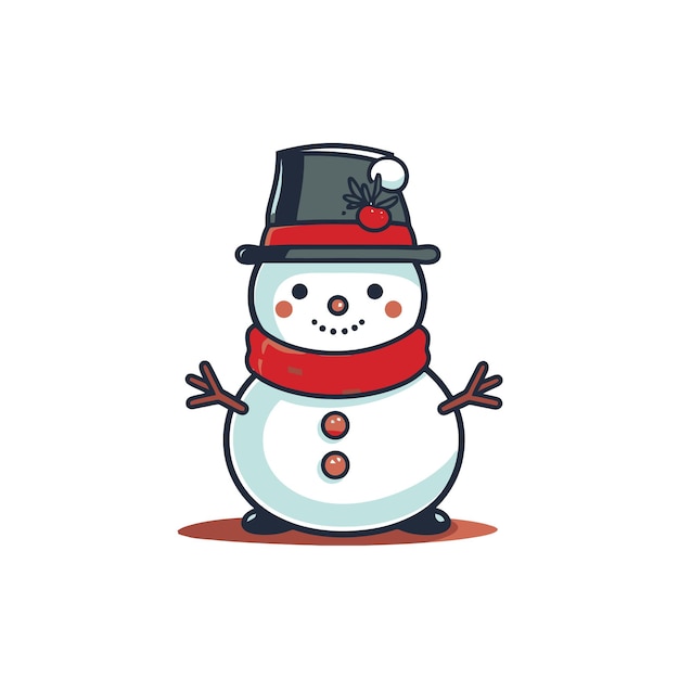 Мультфильм вектор милый снеговик рождественская иллюстрация