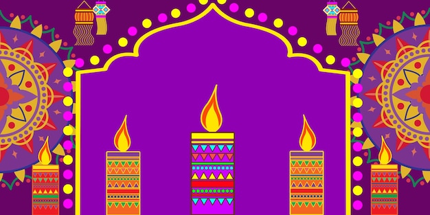 Cartoon vector diwali candle background