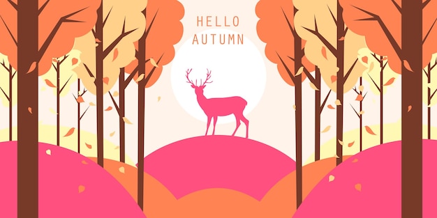 Vector cartoon vector flat background autumn