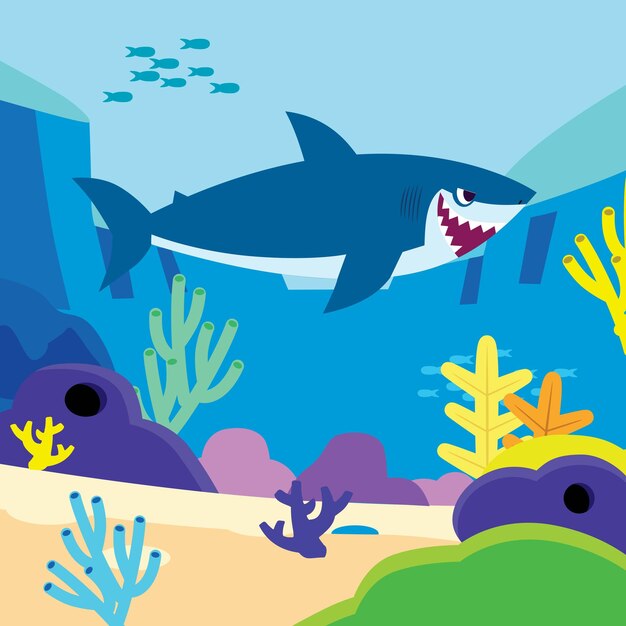 Cartoon vector funny shark