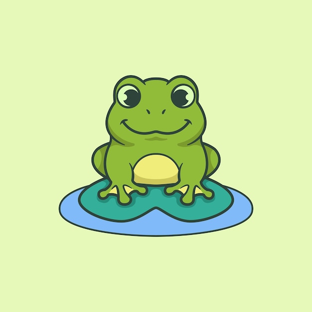 Cartoon Vector of Green cute smiling frog