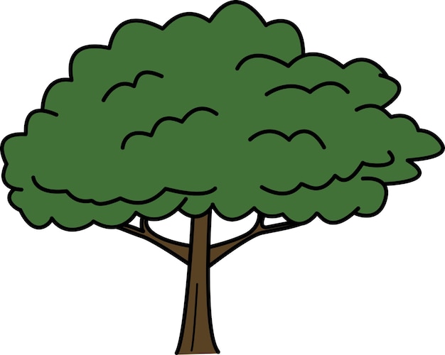 Albero verde di vettore del fumetto