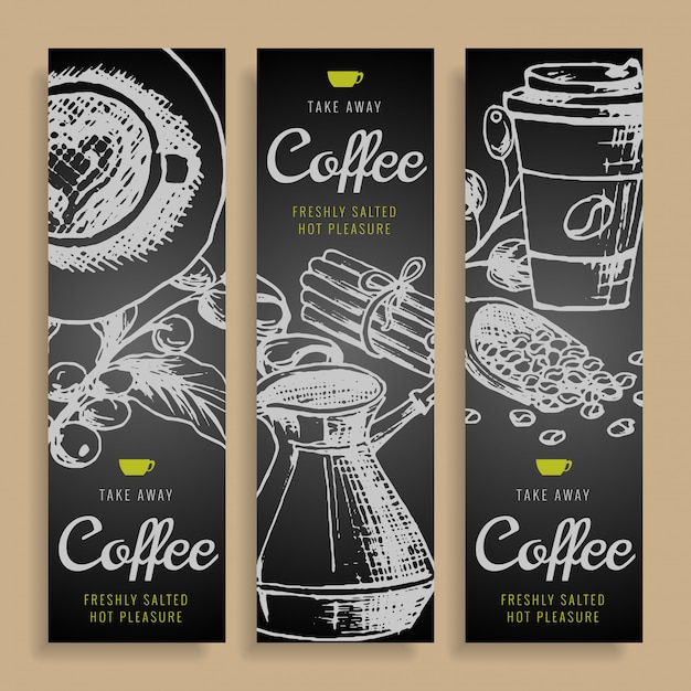 Cartoon vector hand drawn doodles coffee corporate identity.