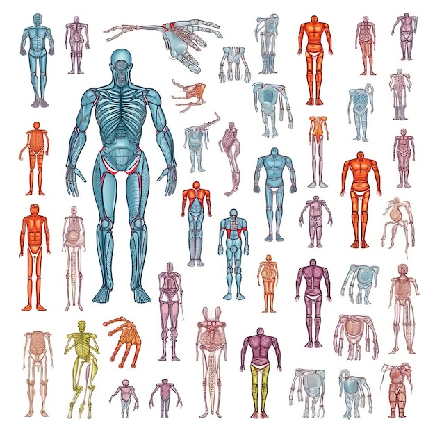 Vector cartoon vector human body parts on white background