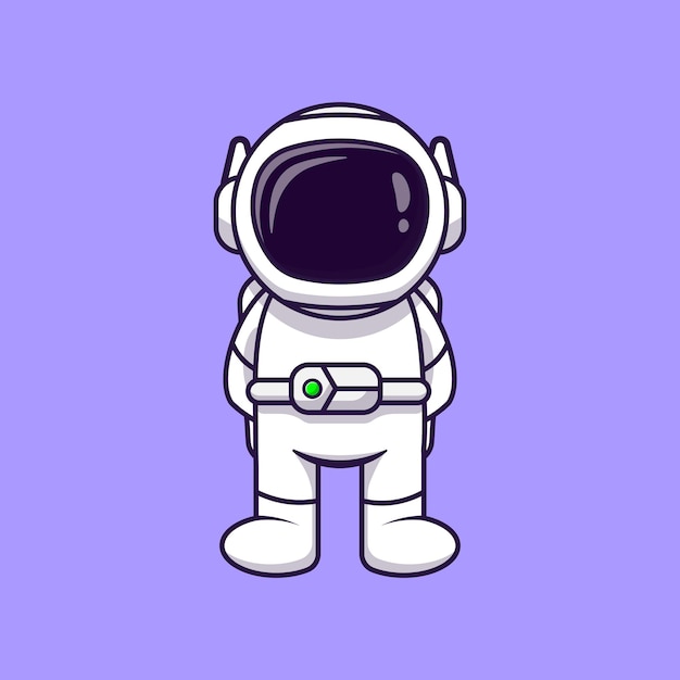Иконка вектора мультфильма Астронавт стоит за руками. Профессиональная концепция. Премиальный простой дизайн.