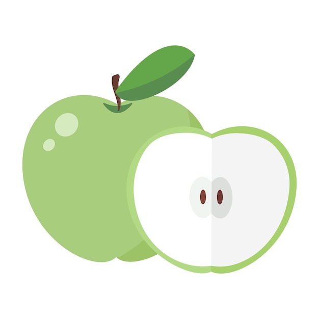 Cartoon vector illustratie geïsoleerd object vers fruit groene appel