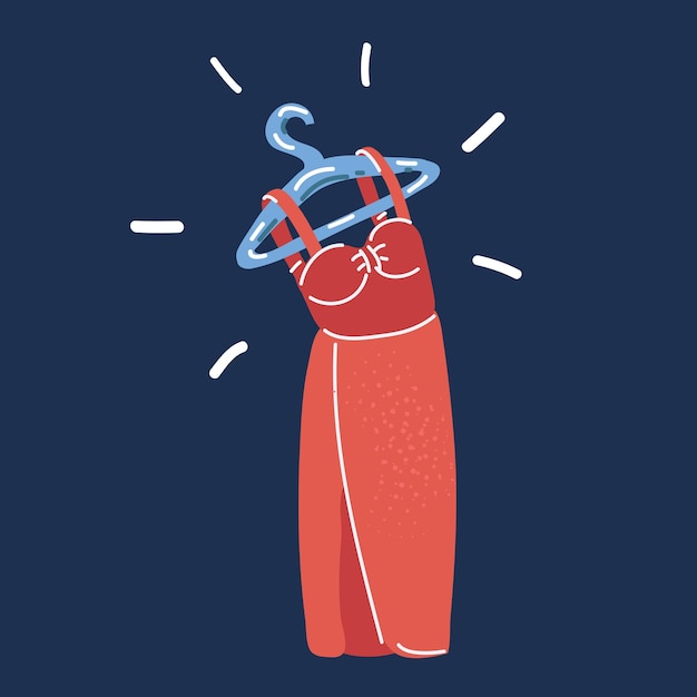 Cartoon vector illustratie van mouwloze jurk op rack