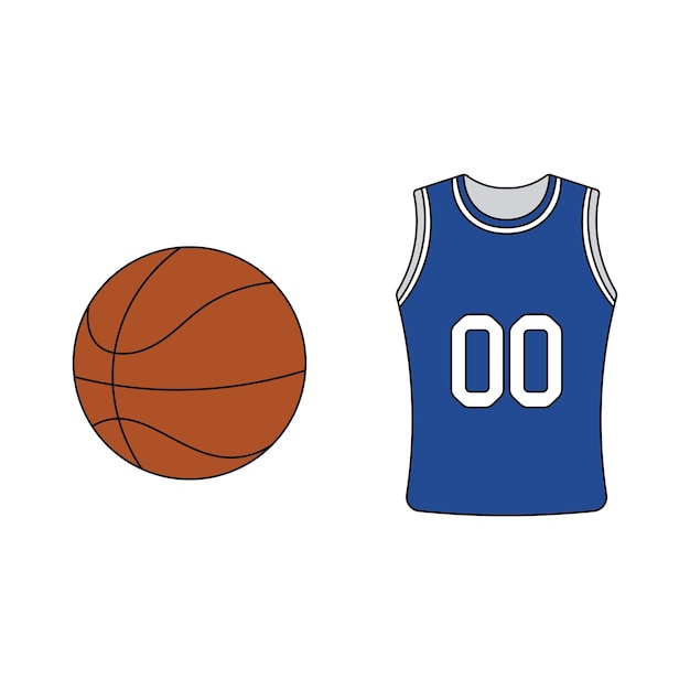 Cartoon Vector illustration basketball ball and uniform sport icon Isolated on White Background