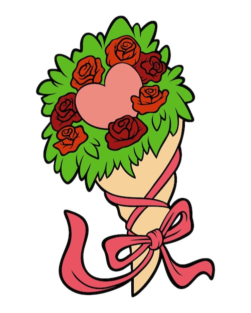 Vector cartoon vector illustration, bouquet of flowers for valentines day