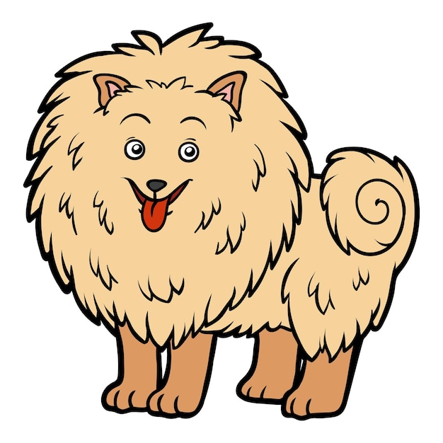Карикатурная векторная иллюстрация для детей Поморская собака