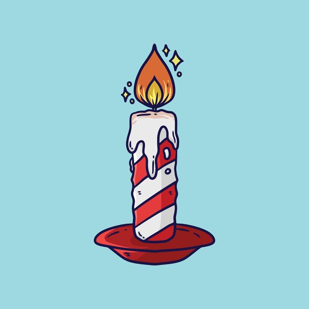 Cartoon vector illustration of Christmas candle