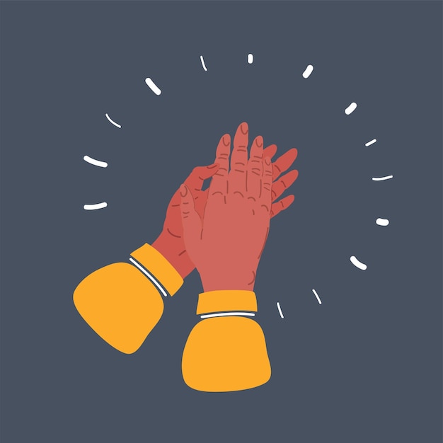 Vector cartoon vector illustration of clapping female hands clapping on dark background