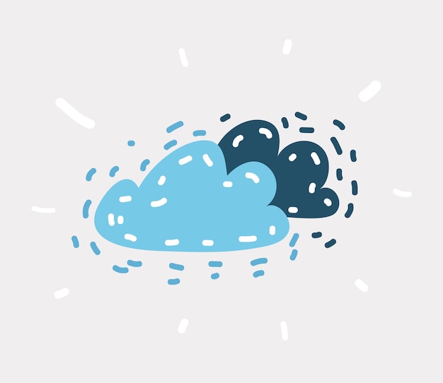 Fumetto illustrazione vettoriale dell'icona a forma di nuvola su sfondo bianco. immagine disegnata a mano divertente. oggetto su isolato.+ Vettore Premium