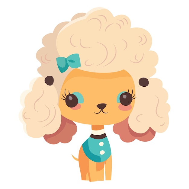 Vector a cartoon vector illustration of a cute poodle dog