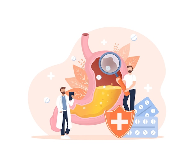 Cartoon vector illustration Flat vector illustration with intestines digestive system