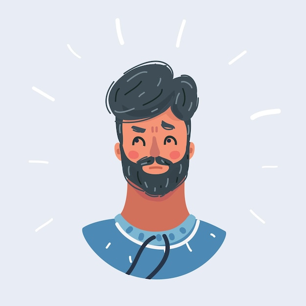 cartoon vector illustration of laughing emoticon male face on white
