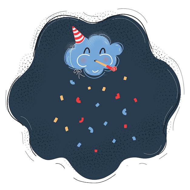 Cartoon vector illustration of magic celebration cloud on dark backround