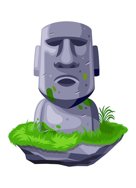 Fumetto illustrazione vettoriale delle statue moai sulla roccia isolata