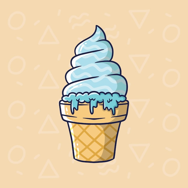 Карикатурная векторная иллюстрация конуса fresh blue ice cream