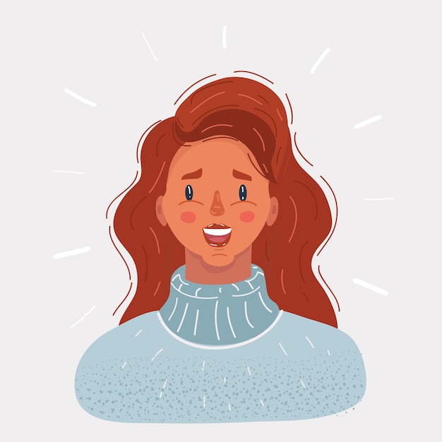 Vector cartoon vector illustration of red hair girl face on white