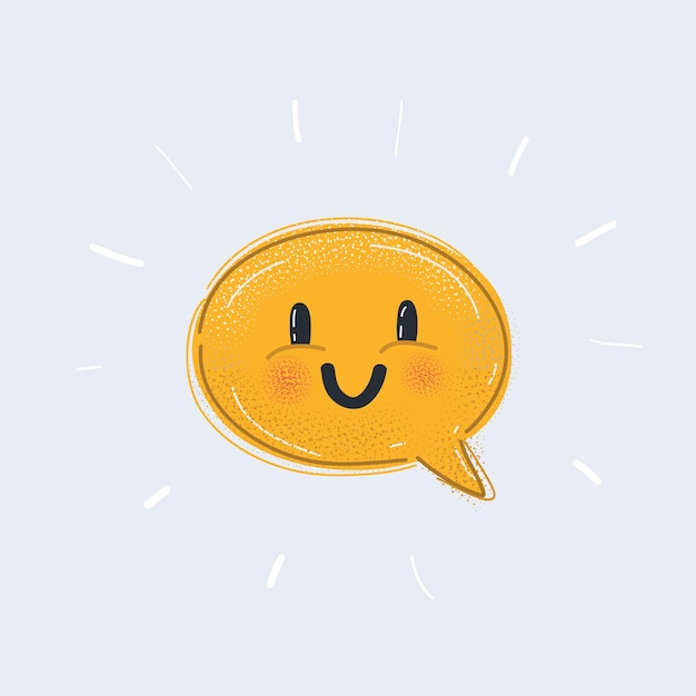 Cartoon vector illustration of smiling speech bubble with smiling