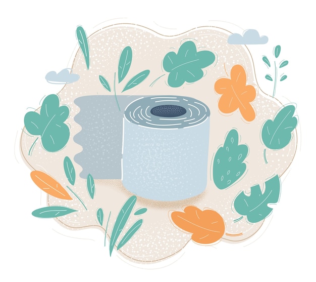 Cartoon vector illustration of toilet paper