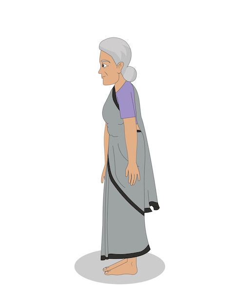 Cartoon vector of indian old woman character indian cartoon character