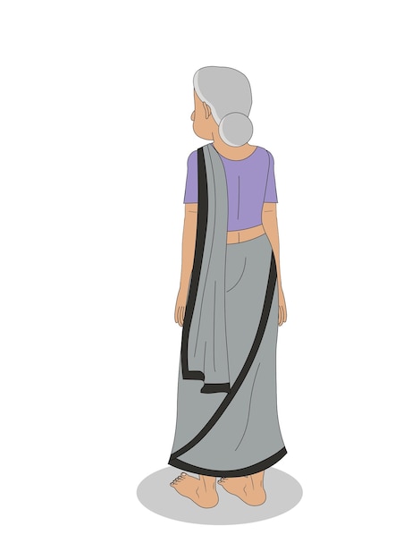 Cartoon vector of indian old woman character indian cartoon character