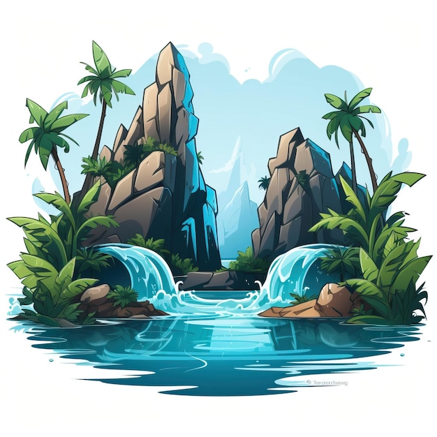 Vector cartoon vector logo blue lagoon vector white background i