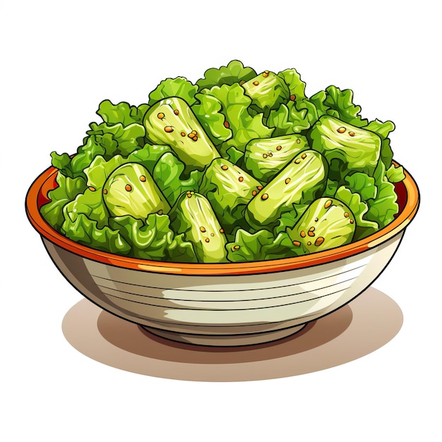 Vector cartoon vector logo caesar salad vector witte achtergrond