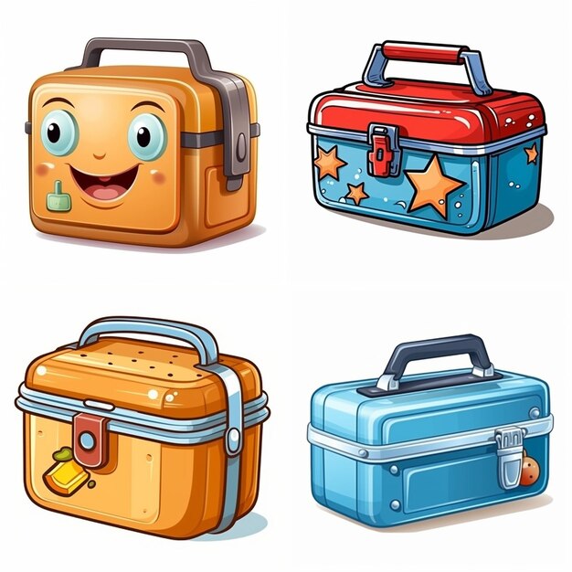 Cartoon vector lunchbox on white background