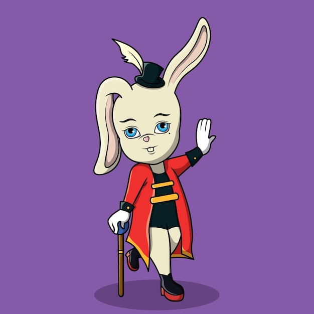 Cartoon vector magician rabbit