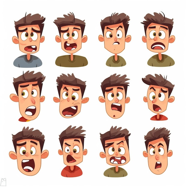 Cartoon Vector Man Emotions On White Background