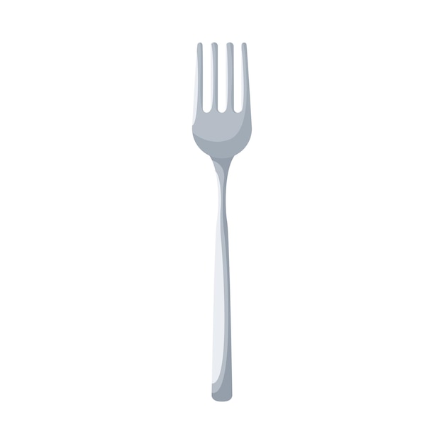 Cartoon vector metal fork kitchen utensil isolated on white background