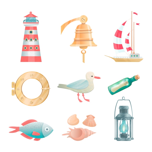 Cartoon vector nautical elements