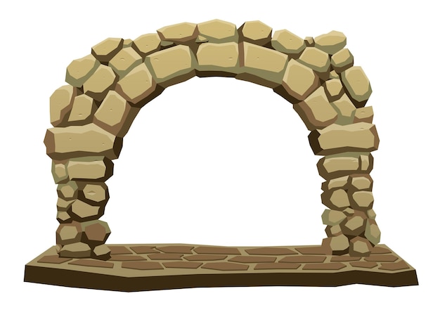 Cartoon Vector of Old Stone Arch Gate