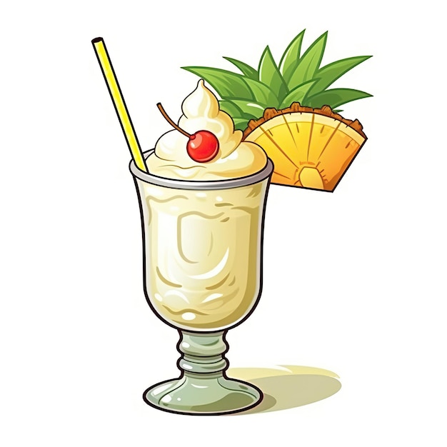 Vector cartoon vector pina colada on white background