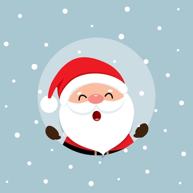 Cartoon vector Santa Claus and decorated christmas tree Holiday background Merry Christmas and Happy