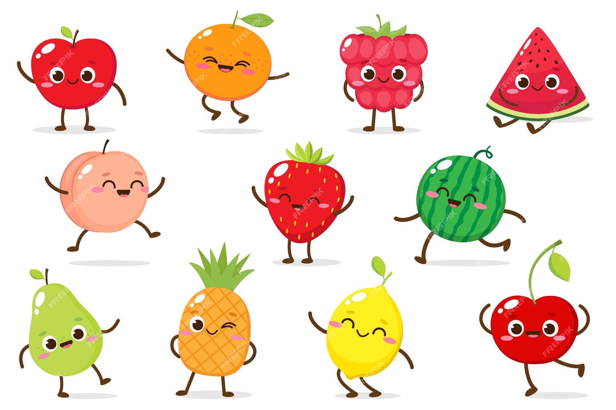 Premium Vector | Cartoon vector set of funny fruits