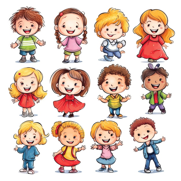 Vector cartoon vector vector happy children on white backgroun